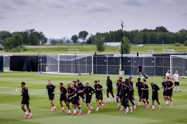 KANSAS CITY - The players during a training session of the Dutch national team, Nationalteam at the KC Current Training Facility, on June 24, 2026, in Kansas City. The Dutch team is preparing for the match against Tunisia during the FIFA World Cup, WM, Weltmeisterschaft, Fussball ROBIN VAN LONKHUIJSEN ANP xVIxANPxSportx xxANPxIVx 561854257 originalFilename: 561854257.jpg