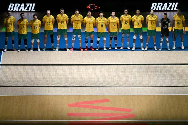 LJUBLJANA, SLOVENIA - JUNE 24: Team Brazil before the FIVB Men s Volleyball Nations League match between Ukraine and Brazil at Arena Stozice, Ljubljana on June 24, 2026 in Ljubljana, Slovenia. (Photo by Igor Kupljenik Sports Press Photo).  Copyright: xIgorxKupljenikx xSPPx Sportspressphoto_SPR175120