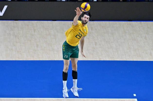 LJUBLJANA, SLOVENIA - JUNE 24: Flavio Resende Gualberto of Brazil in action during the FIVB Men s Volleyball Nations League match between Ukraine and Brazil at Arena Stozice, Ljubljana on June 24, 2026 in Ljubljana, Slovenia. (Photo by Igor Kupljenik Sports Press Photo).  Copyright: xIgorxKupljenikx xSPPx Sportspressphoto_SPR175140