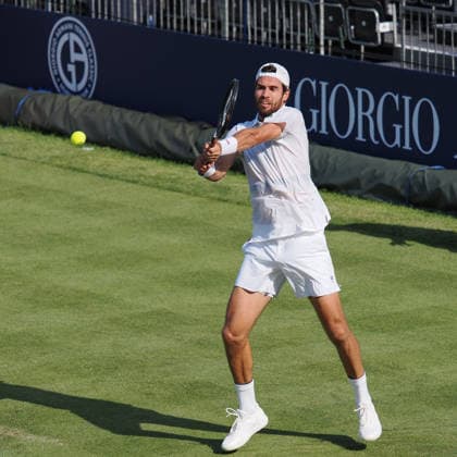 Karen Khachanov during the ATP, Tennis Herren Exho Singles Martin Damm vs Karen Khachanov during the Giorgio Armani Tennis Classic at the Hurlingham Club, London, UK on 24 June 2026. Copyright: xPhilxHutchinsonx 45160044