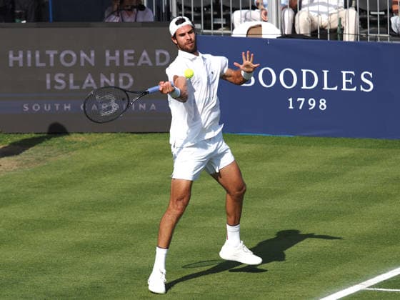 Karen Khachanov during the ATP, Tennis Herren Exho Singles Martin Damm vs Karen Khachanov during the Giorgio Armani Tennis Classic at the Hurlingham Club, London, UK on 24 June 2026. Copyright: xPhilxHutchinsonx 45160039