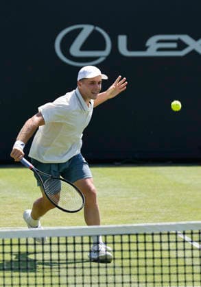 RECORD DATE NOT STATED 24th June 2026; Devonshire Park Lawn Tennis Club, Eastbourne, East Sussex, England; Lexus Eastbourne Open Tennis, Day Four; Arthur Fery (GBR) plays a backhand shot against Juan Manuel Cerundoli (ARG) HongboxChen