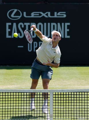 RECORD DATE NOT STATED 24th June 2026; Devonshire Park Lawn Tennis Club, Eastbourne, East Sussex, England; Lexus Eastbourne Open Tennis, Day Four; Arthur Fery (GBR) plays a forehand shot against Juan Manuel Cerundoli (ARG) HongboxChen
