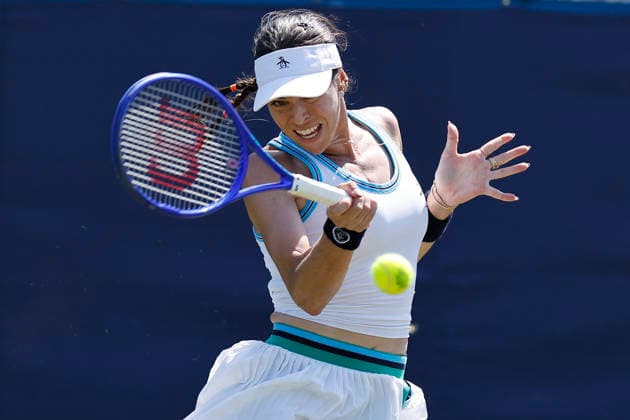 RECORD DATE NOT STATED 24th June 2026; Devonshire Park Lawn Tennis Club, Eastbourne, East Sussex, England; Lexus Eastbourne Open Tennis, Day Four; Ajia Tomljanovic (AUS) plays a forehand shot against Tereza Valentova (CZE) HongboxChen