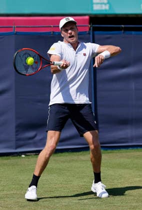 RECORD DATE NOT STATED 24th June 2026; Devonshire Park Lawn Tennis Club, Eastbourne, East Sussex, England; Lexus Eastbourne Open Tennis, Day Four; Jenson Brooksby (USA) plays a forehand shot against Ugo Humert (GBR) HongboxChen