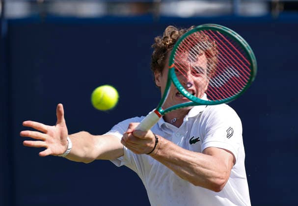 RECORD DATE NOT STATED 24th June 2026; Devonshire Park Lawn Tennis Club, Eastbourne, East Sussex, England; Lexus Eastbourne Open Tennis, Day Four; Ugo Humert (GBR) plays a forehand shot against Jenson Brooksby (USA) HongboxChen
