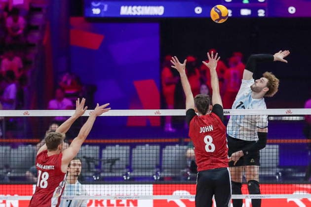 Gliwice 24.06.2026. Siatkowka Liga Narodow sezon 2026 faza grupowa mecz: Argentyna - Niemcy --- Volleyball VNL Nations League season 2026 group stage match: Argentina - Germany nz Ramos Martin, John Filip Fot. Kacper Staniec NEWSPIX.PL --- newspix.pl 