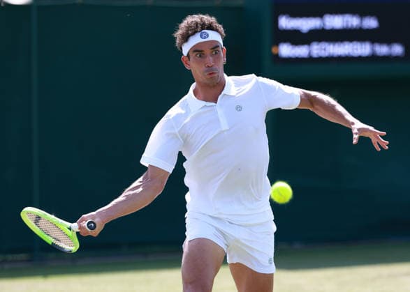 Moez Echargui (TUN), Herren Einzel, Men s Singles, Qualifikation, Wimbledon Tennis - Wimbledon 2026 - Grand Slam ITF ATP, Tennis Herren WTA, Tennis Damen - AELTC - London - - Great Britain - 24 June 2026. *** Moez Echargui TUN, Men s Singles, Qualifying, Wimbledon Tennis, Wimbledon 2026, Grand Slam, ITF, ATP, WTA, AELTC, London, Great Britain, June 24, 2026 Copyright: xJuergenxHasenkopfx