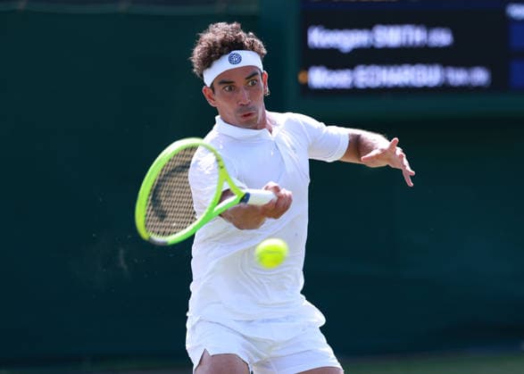 Moez Echargui (TUN), Herren Einzel, Men s Singles, Qualifikation, Wimbledon Tennis - Wimbledon 2026 - Grand Slam ITF ATP, Tennis Herren WTA, Tennis Damen - AELTC - London - - Great Britain - 24 June 2026. *** Moez Echargui TUN, Men s Singles, Qualifying, Wimbledon Tennis, Wimbledon 2026, Grand Slam, ITF, ATP, WTA, AELTC, London, Great Britain, June 24, 2026 Copyright: xJuergenxHasenkopfx