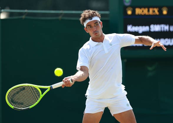 Moez Echargui (TUN), Herren Einzel, Men s Singles, Qualifikation, Wimbledon Tennis - Wimbledon 2026 - Grand Slam ITF ATP, Tennis Herren WTA, Tennis Damen - AELTC - London - - Great Britain - 24 June 2026. *** Moez Echargui TUN, Men s Singles, Qualifying, Wimbledon Tennis, Wimbledon 2026, Grand Slam, ITF, ATP, WTA, AELTC, London, Great Britain, June 24, 2026 Copyright: xJuergenxHasenkopfx
