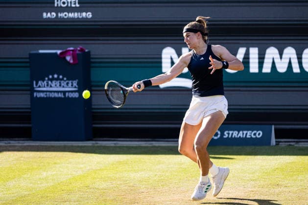 BAD HOMBURG, GERMANY - JUNE 24: Karolina Muchova (CZE) during the Bad Homburg Open powered by Solarwatt Singles match between Karolina Muchova (CZE) vs Irina-Camelia Begu (ROU) at Kurpark Bad Homburg on June 24, 2026 in Bad Homburg, Germany. Hessen Germany Copyright: xSteffiexWunderlx