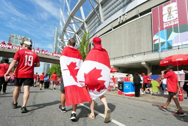 FIFA World Cup, WM, Weltmeisterschaft, Fussball 2026 - Group B - Switzerland vs Canada Canada supporters prior to the FIFA World Cup 2026 group stage match Switzerland against Canada, in Vancouver, Canada, 24 June 2026. VANCOUVER Canada  Copyright: xBOBxFRIDx