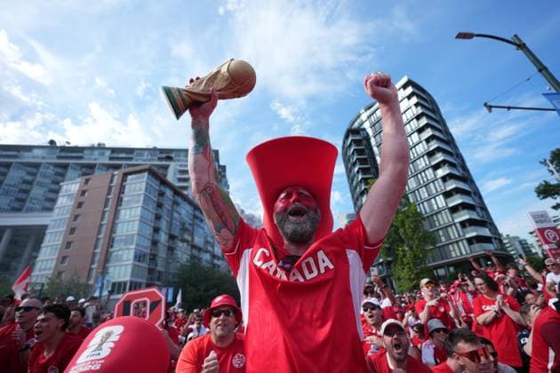 June 24, 2026, Vancouver, Bc, CANADA: Canada fans march to B.C. Place stadium before Canada and Switzerland play a World Cup Group B soccer match, in Vancouver, on Wednesday, June 24, 2026. Canada News - June 24, 2026  - ZUMAc35_ 20260624_zaf_c35_004 Copyright: xDarrylxDyckx