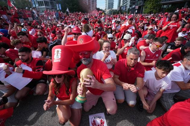 June 24, 2026, Vancouver, Bc, CANADA: Canada fans march to B.C. Place stadium before Canada and Switzerland play a World Cup Group B soccer match, in Vancouver, on Wednesday, June 24, 2026. Canada News - June 24, 2026  - ZUMAc35_ 20260624_zaf_c35_005 Copyright: xDarrylxDyckx