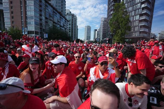 June 24, 2026, Vancouver, Bc, CANADA: Canada fans march to B.C. Place stadium before Canada and Switzerland play a World Cup Group B soccer match, in Vancouver, on Wednesday, June 24, 2026. Canada News - June 24, 2026  - ZUMAc35_ 20260624_zaf_c35_007 Copyright: xDarrylxDyckx