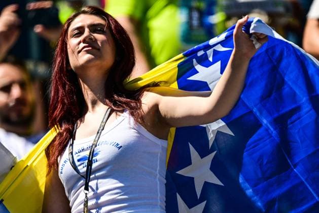 Bosnia and Herzegovina s supporters pictured before a soccer game between Bosnia and Herzegovina and Qatar, on Wednesday 24 June 2026 in Seattle, the third and last day in the group stage, in group B of the FIFA World Cup, WM, Weltmeisterschaft, Fussball 2026 in the United States of America. DIRKxWAEM  x179151380x