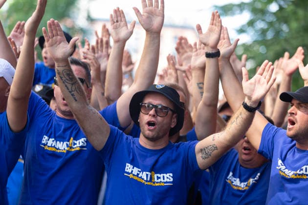June 24, 2026, Seattle, Washington, USA: Fans of team Bosnia and Herzegovina lead a march through downtown Seattle to the FIFA World Cup, WM, Weltmeisterschaft, Fussball match between Bosnia and Herzegovina and Qatar at Seattle Stadium on Wednesday, June 24, 2026. 2026 FIFA World Cup: Bosnia And Herzegovina Vs Qatar In Seattle  - ZUMAg235 20260624_zap_g235_031 Copyright: xPaulxChristianxGordonx