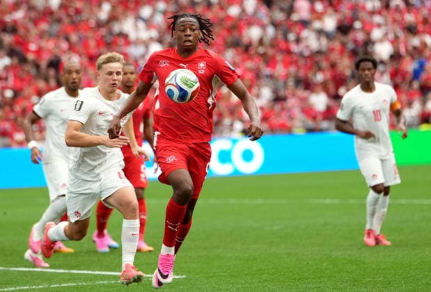 FIFA World Cup, WM, Weltmeisterschaft, Fussball 2026 - Group B - Switzerland vs Canada Johan Manzambi of Switzerland in action during the FIFA World Cup 2026 group stage match Switzerland against Canada, in Vancouver, Canada, 24 June 2026. VANCOUVER Canada  Copyright: xBOBxFRIDx