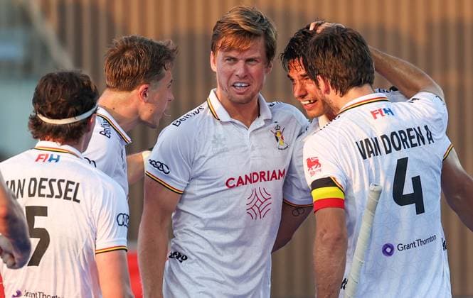 Belgium s Alexander Hendrickx celebrates after scoring during a hockey game between Belgian national team, Nationalteam Red Lions and Netherlands, Wednesday 24 June 2026 in Wavre, match 13 16 in the group stage of the men s FIH Pro League competition. VIRGINIExLEFOUR  x179157712x