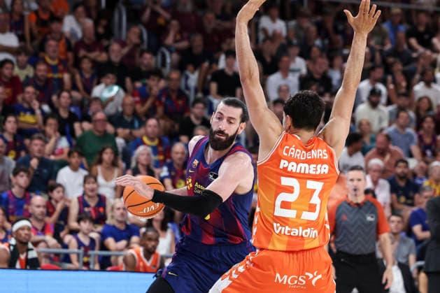 June 24, 2026, Barcelona, Barcelona, Spain: Tornike Shengelia of FC Barcelona, Barca in action during the Spanish League, Liga ACB Endesa, basketball Final Game 4 match played between FC Barcelona and Valencia Basket at Palau Blaugrana on June 24, 2026 in Barcelona, Spain. Barcelona Spain - ZUMAa181 20260624_zaa_a181_045 Copyright: xJavierxBorregox
