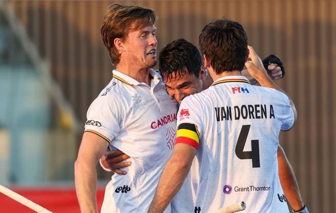 Belgium s Alexander Hendrickx celebrates after scoring during a hockey game between Belgian national team, Nationalteam Red Lions and Netherlands, Wednesday 24 June 2026 in Wavre, match 13 16 in the group stage of the men s FIH Pro League competition. VIRGINIExLEFOUR  x179157726x