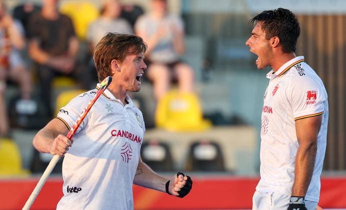 Belgium s Alexander Hendrickx celebrates after scoring during a hockey game between Belgian national team, Nationalteam Red Lions and Netherlands, Wednesday 24 June 2026 in Wavre, match 13 16 in the group stage of the men s FIH Pro League competition. VIRGINIExLEFOUR  x179157731x