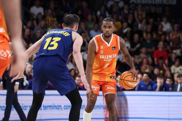 June 24, 2026, Barcelona, Barcelona, Spain: Jean Montero of Valencia Basket in action during the Spanish League, Liga ACB Endesa, basketball Final Game 4 match played between FC Barcelona, Barca and Valencia Basket at Palau Blaugrana on June 24, 2026 in Barcelona, Spain. Barcelona Spain - ZUMAa181 20260624_zaa_a181_046 Copyright: xJavierxBorregox