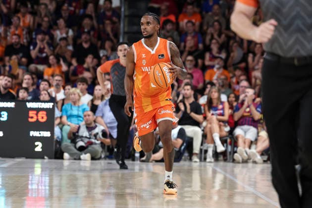 June 24, 2026, Barcelona, Barcelona, Spain: Jean Montero of Valencia Basket in action during the Spanish League, Liga ACB Endesa, basketball Final Game 4 match played between FC Barcelona, Barca and Valencia Basket at Palau Blaugrana on June 24, 2026 in Barcelona, Spain. Barcelona Spain - ZUMAa181 20260624_zaa_a181_053 Copyright: xJavierxBorregox