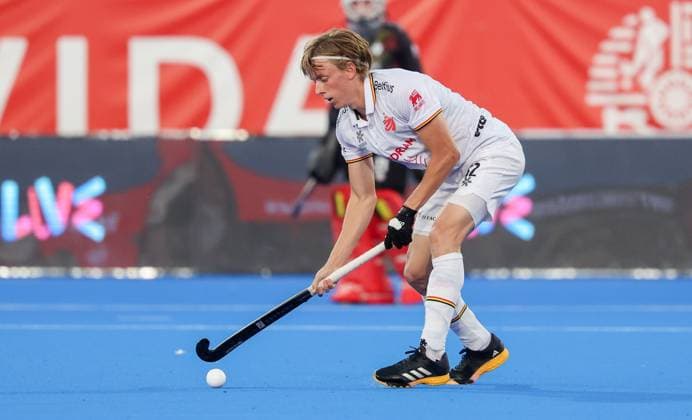 Belgium s Jack Vloeberghs pictured in action during a hockey game between Belgian national team, Nationalteam Red Lions and Netherlands, Wednesday 24 June 2026 in Wavre, match 13 16 in the group stage of the men s FIH Pro League competition. VIRGINIExLEFOUR  x179161063x