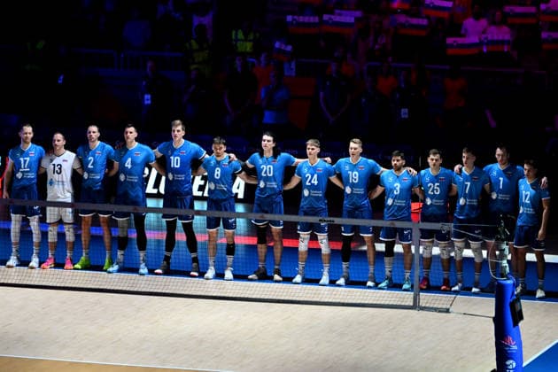 LJUBLJANA, SLOVENIA - JUNE 24:Team Slovenia before the FIVB Men s Volleyball Nations League match between Slovenia and Canada at Arena Stozice, Ljubljana on June 24, 2026 in Ljubljana, Slovenia. (Photo by Igor Kupljenik Sports Press Photo).  Copyright: xIgorxKupljenikx xSPPx Sportspressphoto_SPR175486