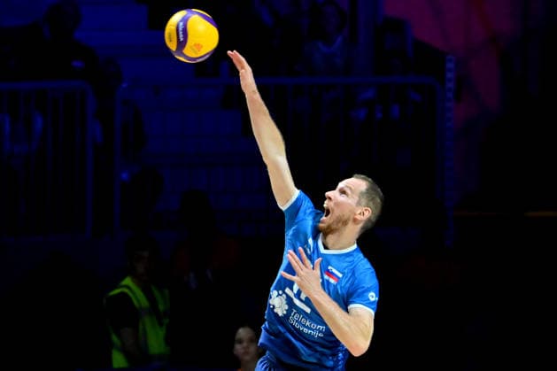 LJUBLJANA, SLOVENIA - JUNE 24: Tine Urnaut of Slovenia in action during the FIVB Men s Volleyball Nations League match between Slovenia and Canada at Arena Stozice, Ljubljana on June 24, 2026 in Ljubljana, Slovenia. (Photo by Igor Kupljenik Sports Press Photo).  Copyright: xIgorxKupljenikx xSPPx Sportspressphoto_SPR175499