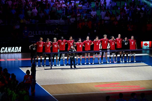 LJUBLJANA, SLOVENIA - JUNE 24:Team Canada before the FIVB Men s Volleyball Nations League match between Slovenia and Canada at Arena Stozice, Ljubljana on June 24, 2026 in Ljubljana, Slovenia. (Photo by Igor Kupljenik Sports Press Photo).  Copyright: xIgorxKupljenikx xSPPx Sportspressphoto_SPR175503