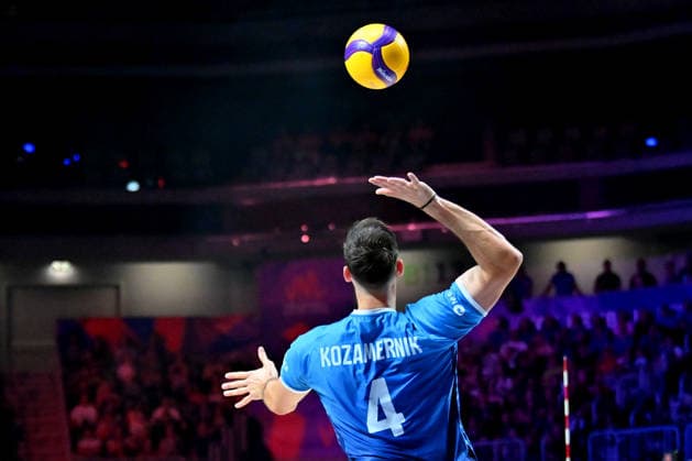 LJUBLJANA, SLOVENIA - JUNE 24: Jan Kozamernik of Slovenia in action during the FIVB Men s Volleyball Nations League match between Slovenia and Canada at Arena Stozice, Ljubljana on June 24, 2026 in Ljubljana, Slovenia. (Photo by Igor Kupljenik Sports Press Photo).  Copyright: xIgorxKupljenikx xSPPx Sportspressphoto_SPR175512