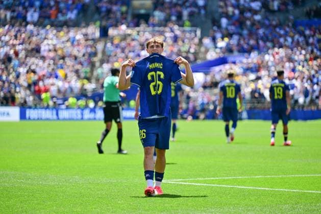 Bosnia and Herzegovina s Ermin Mahmic celebrates after scoring during a soccer game between Bosnia and Herzegovina and Qatar, on Wednesday 24 June 2026 in Seattle, the third and last day in the group stage, in group B of the FIFA World Cup, WM, Weltmeisterschaft, Fussball 2026 in the United States of America. DIRKxWAEM  x179167074x