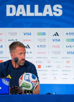 260624 Head coach Graham Potter of the Swedish national football team at a press conference, PK, Pressekonferenz during day 14 of the FIFA World Cup, WM, Weltmeisterschaft, Fussball 2026 on June 24, 2026 in Dallas. Photo: Petter Arvidson BILDBYRAN kod PA PA1255 fotboll football soccer fotball vm fotbolls-vm fotball-vm fotbolls-vm 2026 fifa world cup 2026 presskonferens press conference sverige sweden sverige a day 14 bbeng *** 260624 Head coach Graham Potter of the Swedish national soccer team at a press conference on Day 14 of the 2026 FIFA World Cup on June 24, 2026 in Dallas. Photo by Petter Arvidson, BILDBYRAN. Code: PA PA1255. soccer, football, fotball, World Cup, FIFA World Cup 2026, press conference, Sweden, Sweden Day 14 BBENG  Copyright: PETTERxARVIDSON BB260624PA079