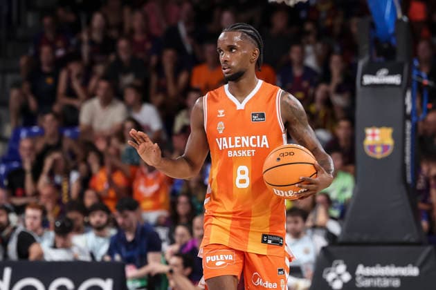 June 24, 2026, Barcelona, Barcelona, Spain: Jean Montero of Valencia Basket in action during the Spanish League, Liga ACB Endesa, basketball Final Game 4 match played between FC Barcelona, Barca and Valencia Basket at Palau Blaugrana on June 24, 2026 in Barcelona, Spain. Barcelona Spain - ZUMAa181 20260624_zaa_a181_066 Copyright: xJavierxBorregox