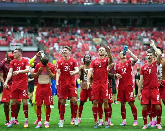 FIFA World Cup, WM, Weltmeisterschaft, Fussball 2026 - Group B - Switzerland vs Canada Swiss players react after winning the FIFA World Cup 2026 group stage match Switzerland against Canada, in Vancouver, Canada, 24 June 2026. VANCOUVER Canada  Copyright: xBOBxFRIDx