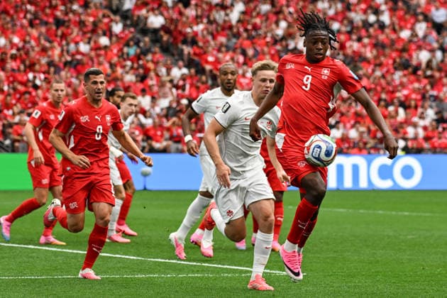 Johan Manzambi of Switzerland, Switzerland v Canada, Group B football match of the FIFA World Cup, WM, Weltmeisterschaft, Fussball 2026 at BC Place, Vancouver, Canada on Wednesday 24 June 2026. Photo: Andrew Cornaga Vancouver Canada Copyright: xAndrewxCornaga x