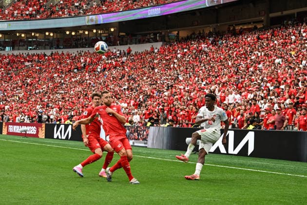 Jonathan David (captain) of Canada, Switzerland v Canada, Group B football match of the FIFA World Cup, WM, Weltmeisterschaft, Fussball 2026 at BC Place, Vancouver, Canada on Wednesday 24 June 2026. Photo: Andrew Cornaga Vancouver Canada Copyright: xAndrewxCornaga x