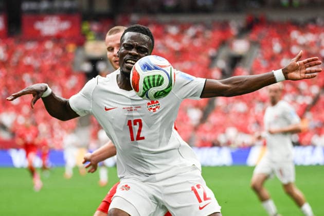 Tani Oluwaseyi of Canada, Switzerland v Canada, Group B football match of the FIFA World Cup, WM, Weltmeisterschaft, Fussball 2026 at BC Place, Vancouver, Canada on Wednesday 24 June 2026. Photo: Andrew Cornaga Vancouver Canada Copyright: xAndrewxCornaga x