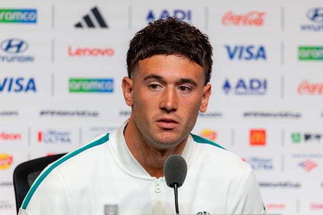 FIFA World Cup, WM, Weltmeisterschaft, Fussball 2026 - Australia training and press conference, PK, Pressekonferenz Socceroos player Alessandro Circati during a press conference ahead of their match against Paraguay at the San Francisco Bay Area Stadium in Santa Clara, California, United States, 24 June 2026. Alameda California United States  Copyright: xJasonxHenryx