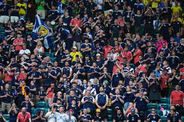 Scotland v Brazil: Group C - FIFA World Cup, WM, Weltmeisterschaft, Fussball 2026 Supporters of Scotland celebrate during the FIFA World Cup 2026 Group C match between Scotland and Brazil at Miami Stadium on June 24, 2026 in Miami, United States. Miami Gardens FL United States  Copyright: xJosexBretonx originalFilename:bretonhernandez-scotland260624_npyga.jpg