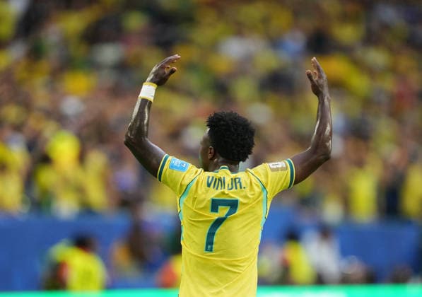 Vinicius Junior (Brazil) scores and celebrates his teams first goal during Scotland and Brazil, Group L FIFA World Cup, WM, Weltmeisterschaft, Fussball 2026, Miami Stadium, Boston, USA on June 24, 2026. Thor Wegner DeFodi Images. (Photo by DeFodi Images) - *** Vinicius Junior of Brazil scores and celebrates his team s first goal during the match between Scotland and Brazil in Group L of the 2026 FIFA World Cup at Miami Stadium in Boston, USA, on June 24, 2026. Photo by DeFodi Images (Thor Wegner)