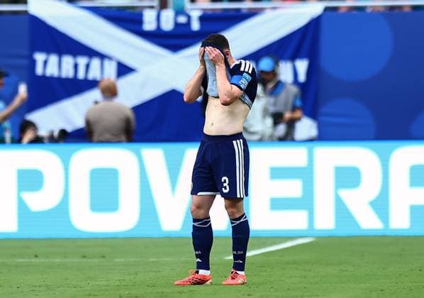 Andy Robertson of Scotland dejected after Brazil score the oprning goal Scotland v Brazil, 2026 FIFA World Cup, WM, Weltmeisterschaft, Fussball Group C, Football, Miami Stadium, Miami, Florida, USA - 24 Jun 2026Miami Miami Stadium Florida (FL) United States of America EDITORIAL USE ONLY No use with unauthorised audio, video, data, fixture lists, club league logos or live services. Online in-match use limited to 120 images, no video emulation. No use in betting, games or single club league player publications.  Copyright: xMichaelxZemanek Shutterstockx 16956031ak