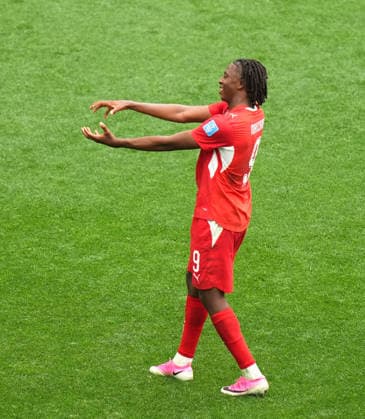 Switzerland v Canada - FIFA World Cup, WM, Weltmeisterschaft, Fussball 2026 - Group B VANCOUVER, CANADA - JUNE 24: Johan Manzambi (9) of Switzerland celebrates after scoring a goal during the FIFA World Cup 2026 Group B match between Switzerland and Canada at BC Place Stadium in Vancouver, Canada, on June 24, 2026. Ercin Erturk Anadolu Vancouver Canada. Editorial use only. Please get in touch for any other usage.  Copyright: x2026xAnadoluxErcinxErturkx