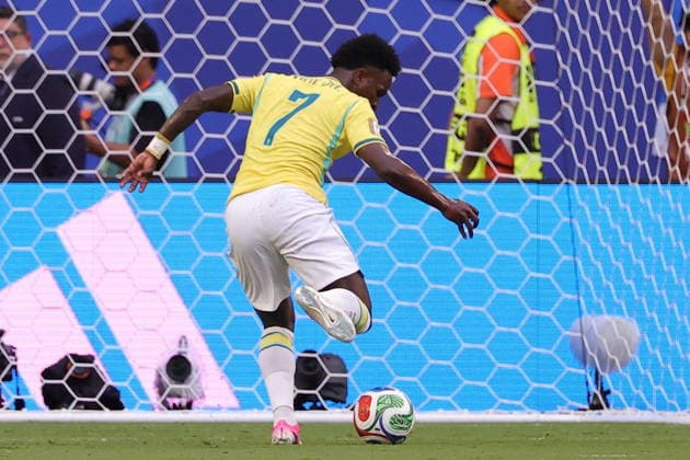 FIFA World Cup, WM, Weltmeisterschaft, Fussball 2026 - Group C - Scotland vs Brazil Vinicius Junior of Brazil scores the 0-1 goal during the FIFA World Cup 2026 group stage match Scotland against Brazil, in Miami, Florida, USA, 24 June 2026. MIAMI United States  Copyright: xCRISTOBALxHERRERA-ULASHKEVICHx