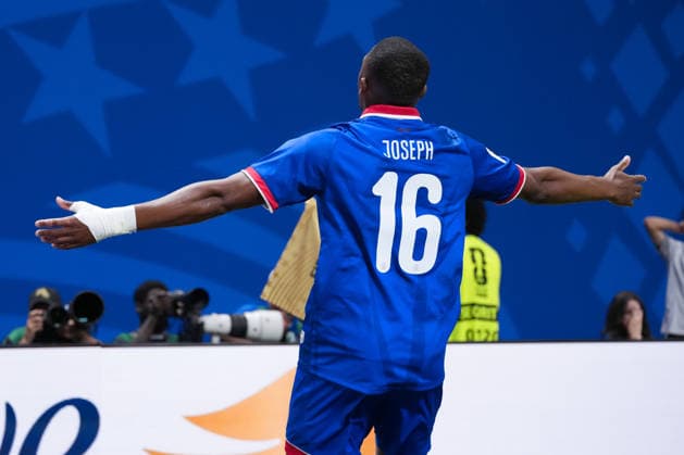 Lenny Joseph of Haiti celebrates after scoring the team s first goal during a FIFA Men’s World Cup 2026 Group Stage football match between Morocco and Haiti at Atlanta Stadium, in Atlanta June 24th 2026 (Photo by Alexandra Fechete SPP)  Copyright: xAlexandraxFechete SPPx Sportspressphoto_SPR175546