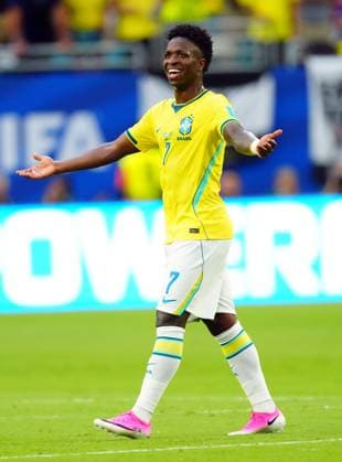 Vinicius Junior of Brazil reacts after his goal is disallowed Scotland v Brazil, 2026 FIFA World Cup, WM, Weltmeisterschaft, Fussball Group C, Football, Miami Stadium, Miami, Florida, USA - 24 Jun 2026Miami Miami Stadium Florida (FL) United States of America EDITORIAL USE ONLY No use with unauthorised audio, video, data, fixture lists, club league logos or live services. Online in-match use limited to 120 images, no video emulation. No use in betting, games or single club league player publications.  Copyright: xJavierxGarcia Shutterstockx 16956030bm