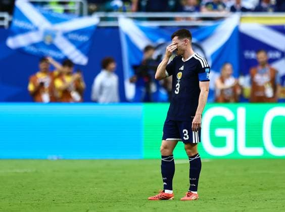 Andy Robertson of Scotland dejected Scotland v Brazil, 2026 FIFA World Cup, WM, Weltmeisterschaft, Fussball Group C, Football, Miami Stadium, Miami, Florida, USA - 24 Jun 2026Miami Miami Stadium Florida (FL) United States of America EDITORIAL USE ONLY No use with unauthorised audio, video, data, fixture lists, club league logos or live services. Online in-match use limited to 120 images, no video emulation. No use in betting, games or single club league player publications.  Copyright: xMichaelxZemanek Shutterstockx 16956031ba