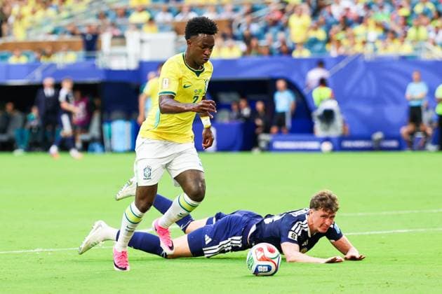 RECORD DATE NOT STATED FIFA World Cup, WM, Weltmeisterschaft, Fussball 2026 - Group C - Scotland v Brazil Vinicius Jr. player of Brazil during the match between Scotland and Brazil in the third round of Group C of the 2026 FIFA World Cup group stage at Miami Stadium, in Florida, United States, on Wednesday, June 24, 2026.(Foto: William Volcov Brazil Photo Press IMAGO) Sports Miami FL United States of America Copyright: xWILLIAMxVOLCOVx